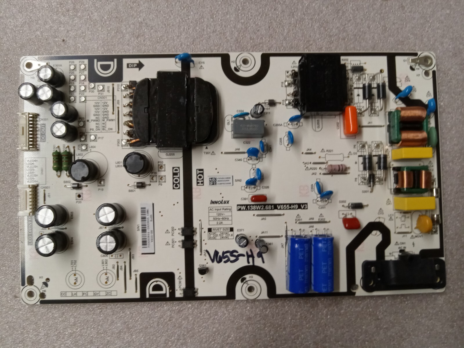 VIZIO V655-H9 POWER SUPPLY BOARD PW.138W2.681_V655-H9_V3    (A71) PW.138W2.681