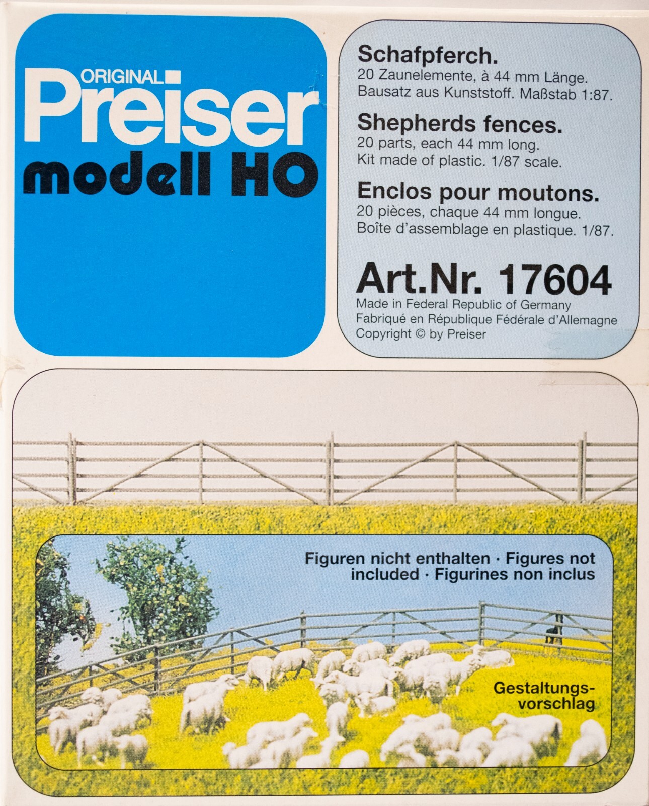 Preiser HO #17604 Shepherds' Fences pkg(20) -- Each: 1-3/4" 4.4cm Long