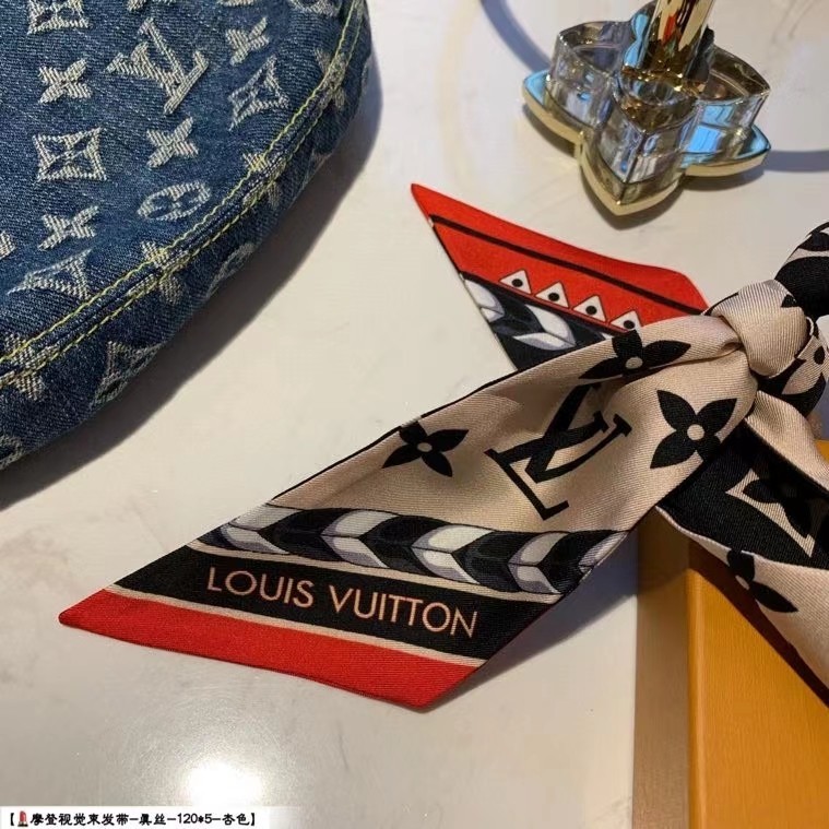 LOUIS VUITTON SCARF MINI SHAWL 100% AUTHENTIC SILK BLACK BEIGE RED CLASSIC LOGO