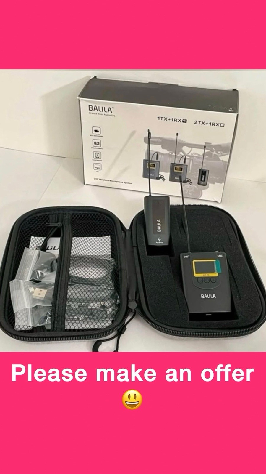 BALILA UHF Wireless Lavalier Microphone Kit in Case
