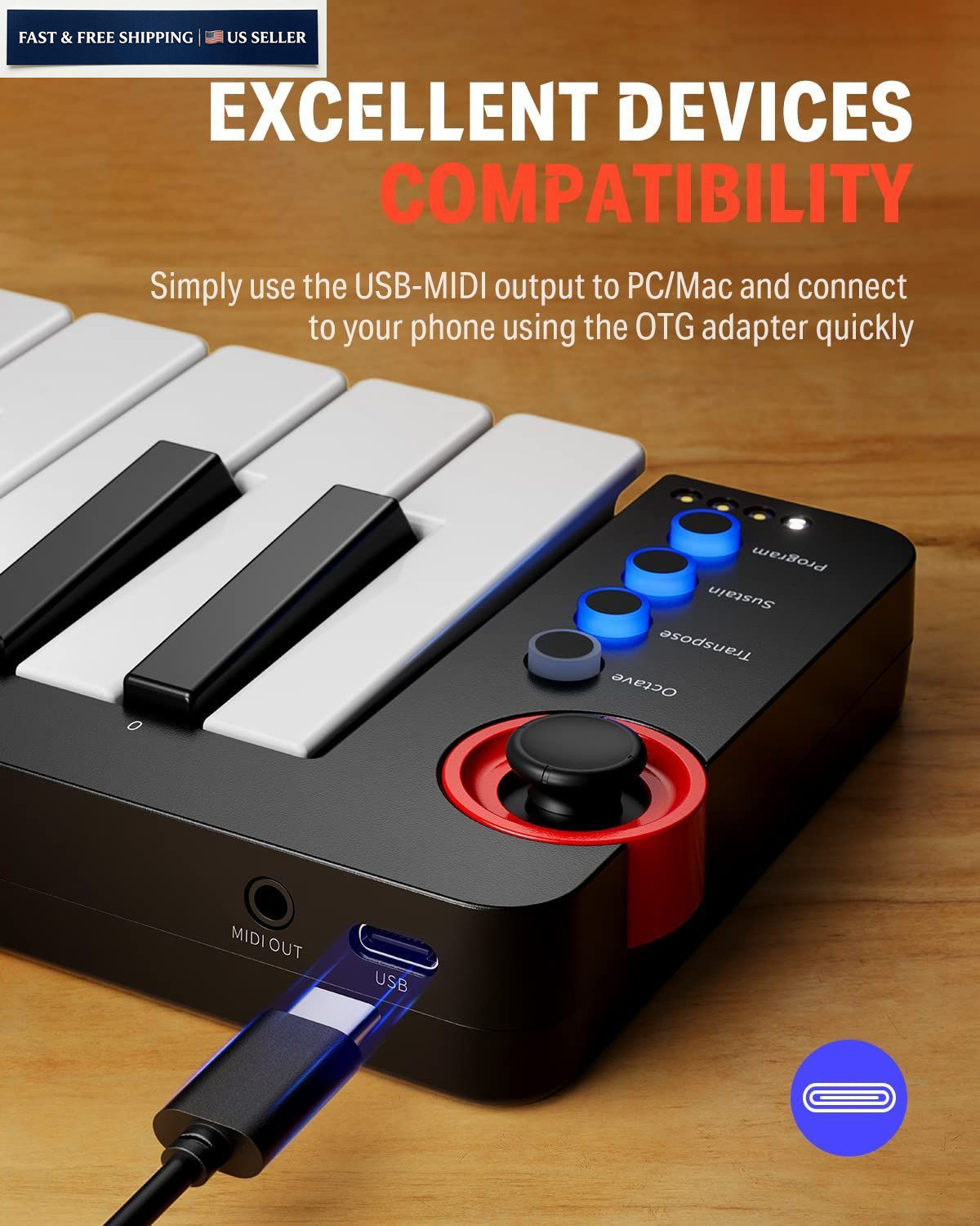 Donner Mini MIDI Keyboard N-25, 25 Key Controller Gifts for Black