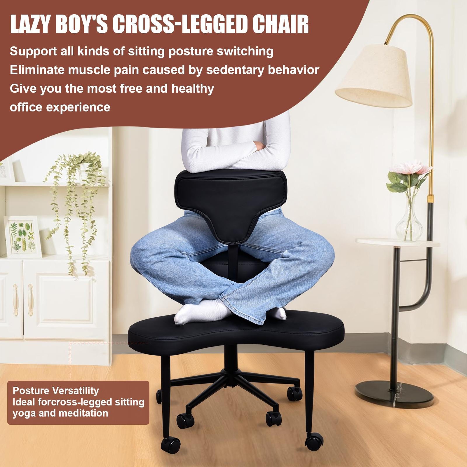 Meditation Chair, ADHD Chair, Cross Legged Office Chair with Wheels New