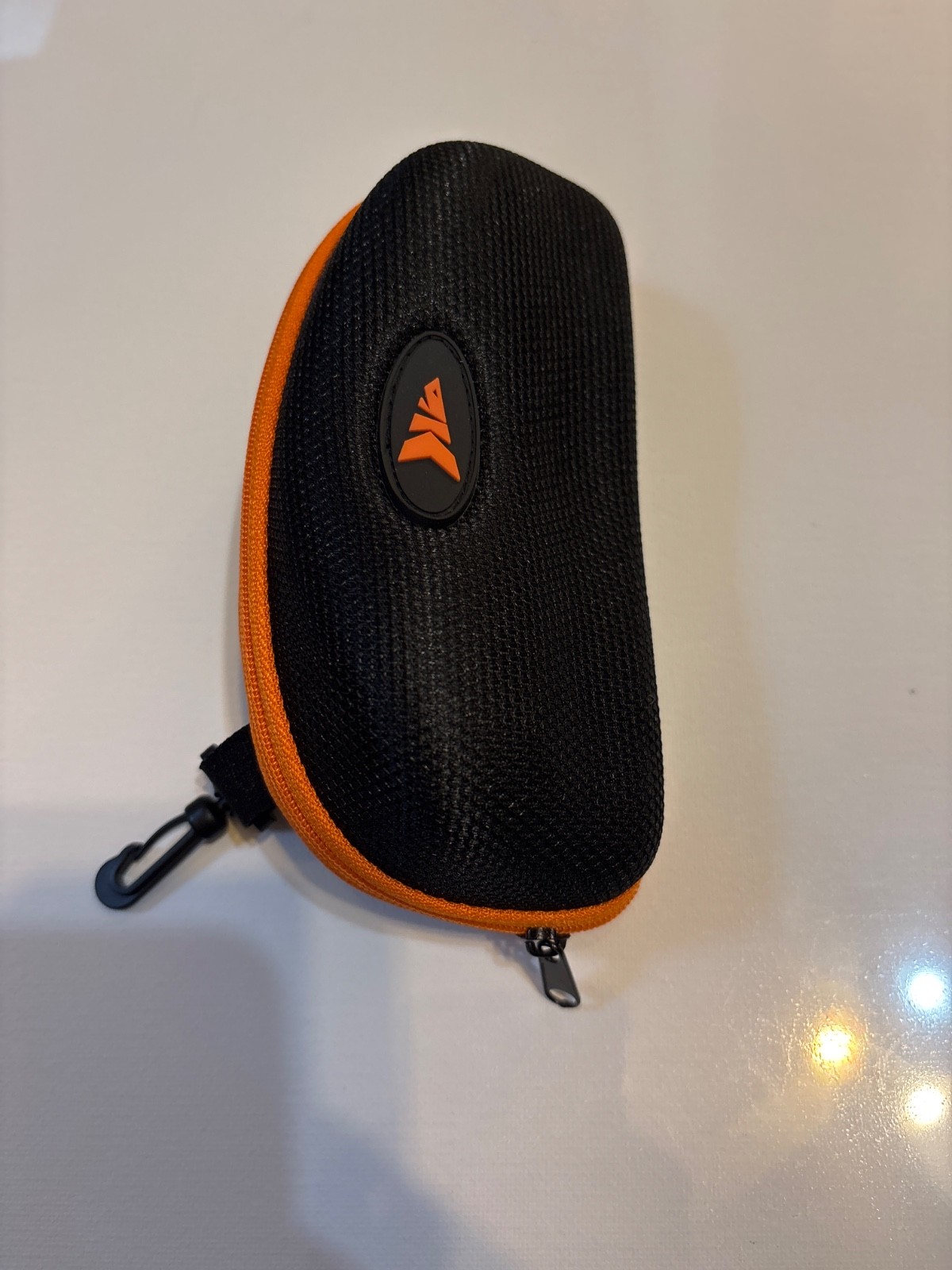KastKing Black w/Orange Trim, Sunglasses Hard Case Protector, Zipper, Belt Clip