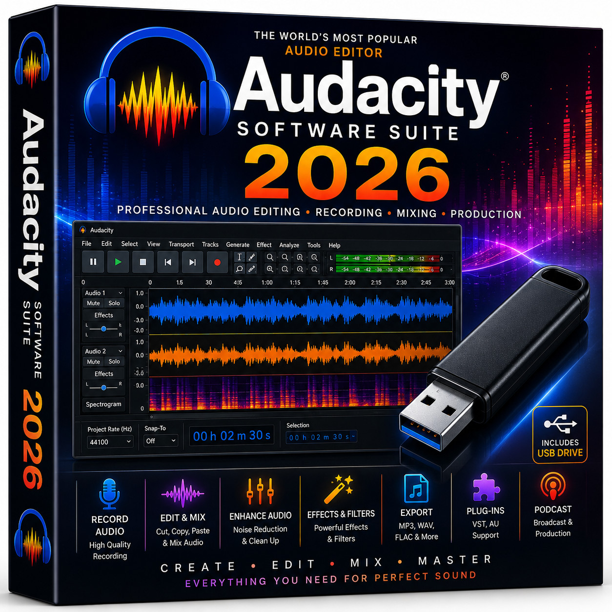 Audacity 2026 Software Professional Audio Music Editing Recording ~ MAC os