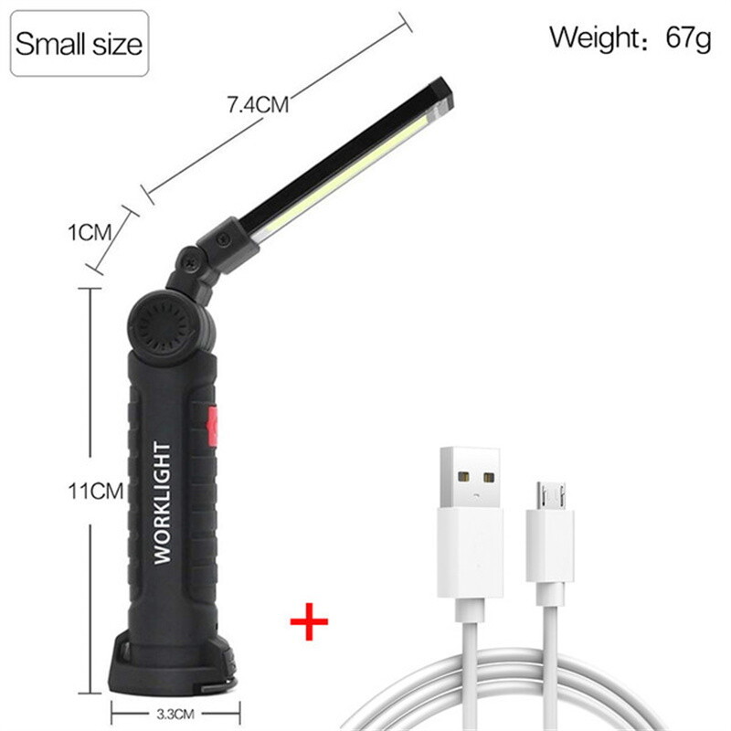 2x USB Rechargeable COB LED Work Light Magnetic Flashlight Hand Lamp Inspection