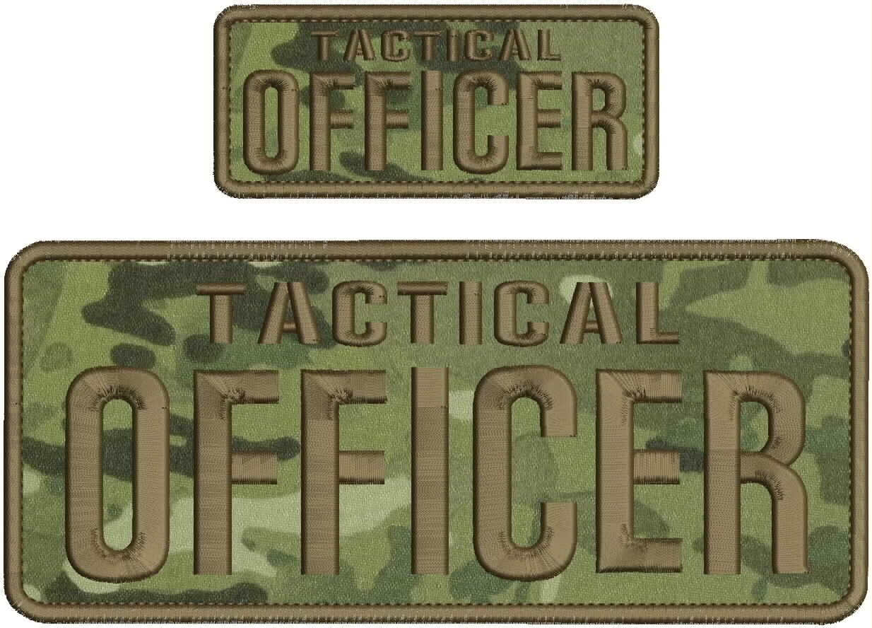 TACTICAL OFFICER  EMBROIDERY PATCHES 4X10 AND 2X5 HOOH ON BACK BROWN ON MULTICAM