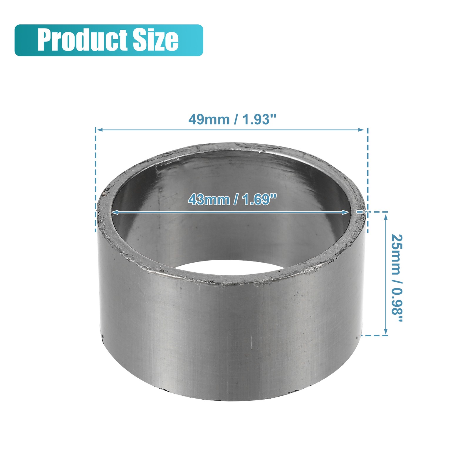 Single Graphite Titanium Tone Motorcycle Exhaust Muffler Pipe Gasket Universal