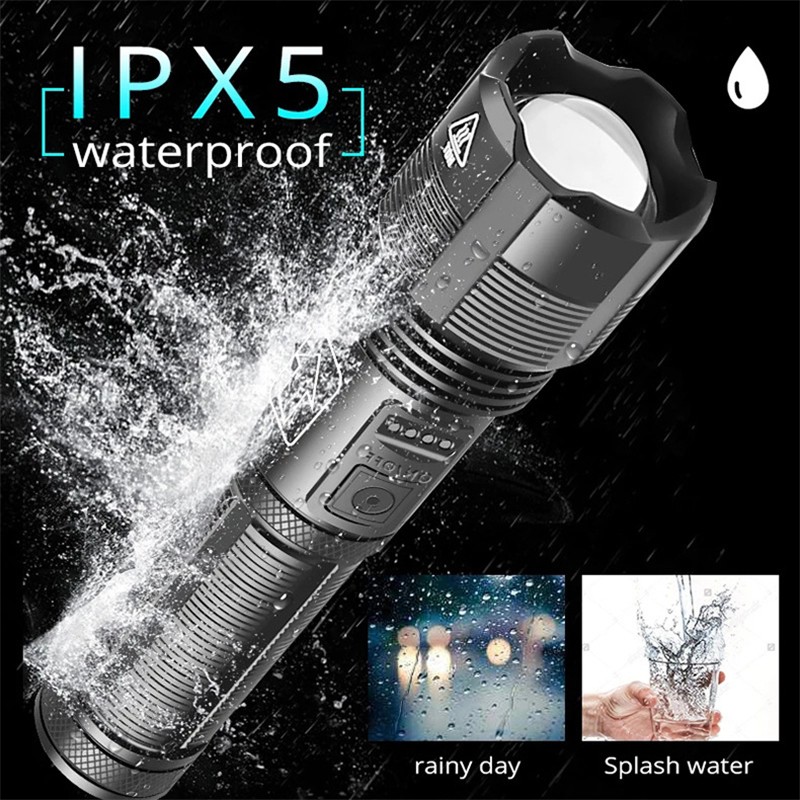 New Super Bright LED Tactical Flashlight USB Rechargeable Zoomable Torch Lamp
