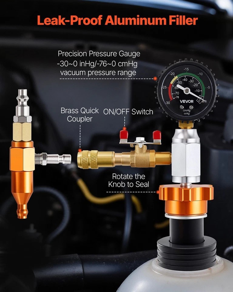 Radiator Vacuum Refill Kit Universal Car Cooling System Vacuum & Fill Kit