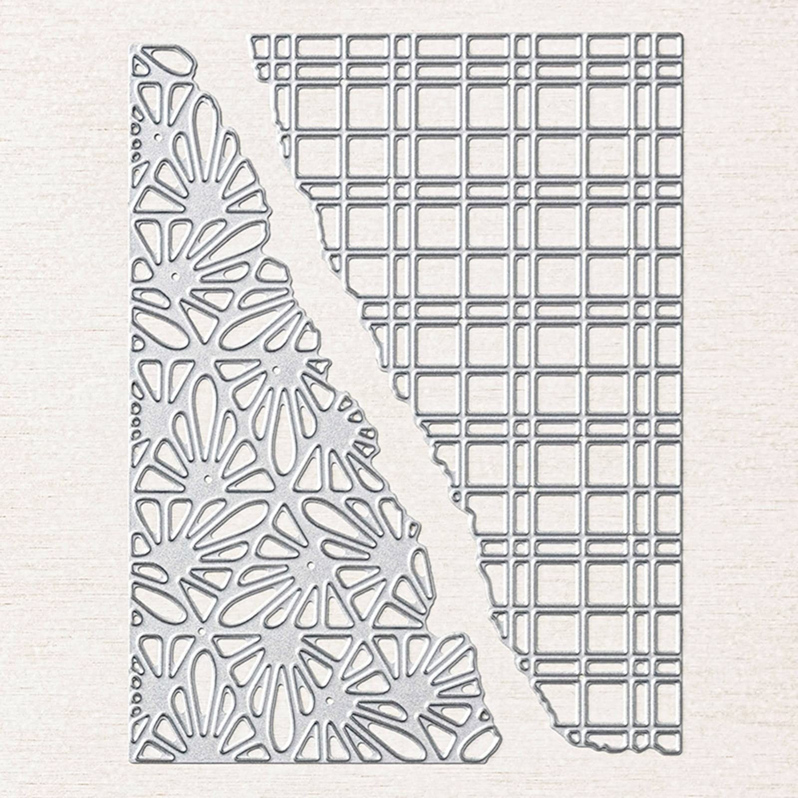 Flower Lace Grid Frame Metal Die Cuts, Split 12.7x9.7cm/5.0''x3.82'', silver