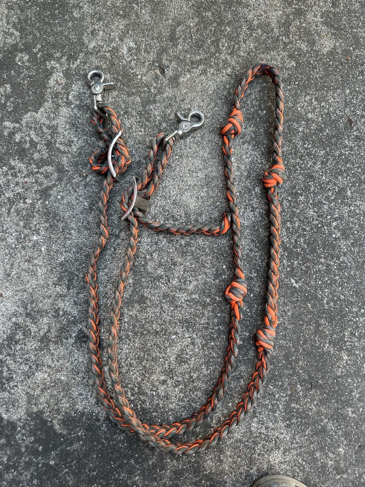 Nylon Barrel Racing Reins Camo Orange Knotted WhinneyWear Horse Tack Western