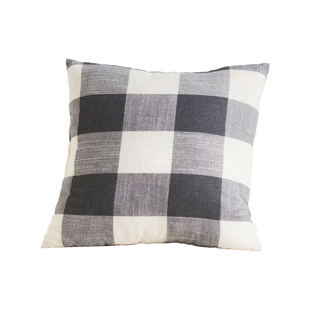 The Lakeside Collection Buffalo Check Decorative Pillow Gray/Cream, 16"x16"x5"H