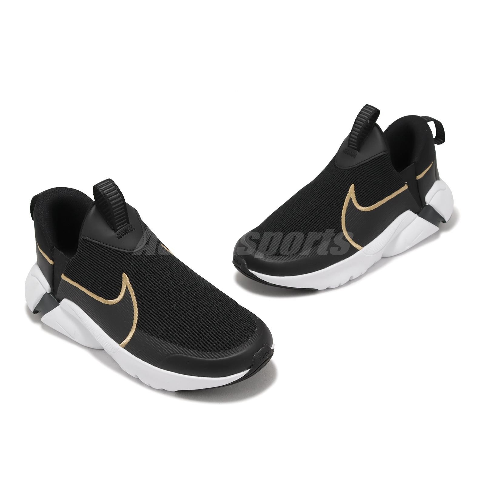 Nike Flex Plus 2 GS Black Metallic Gold Kids Youth Running Shoes DV8999-002