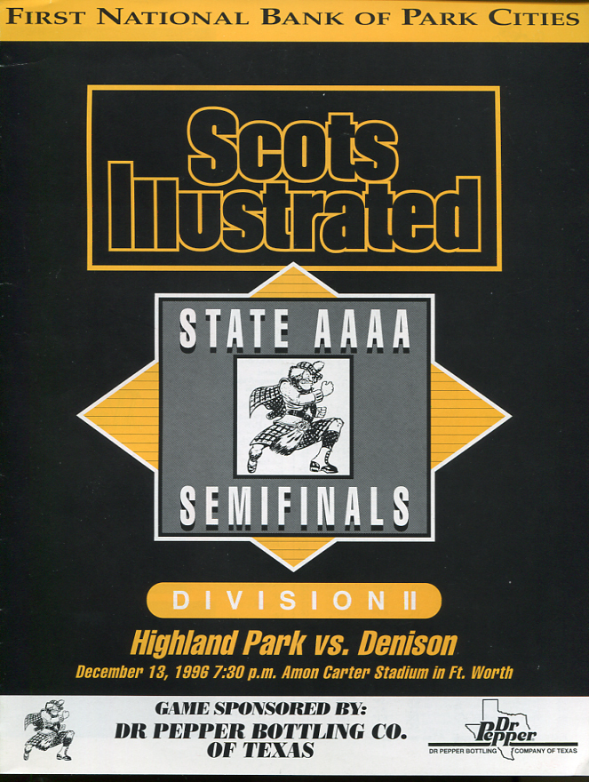 1996 Texas State AAAA Semi Final Game Program Highland Park v Denison