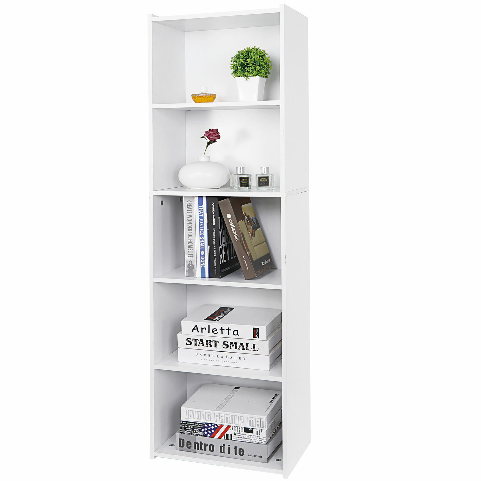 5 Tier Bookcase Bookshelf Storage Wall Shelf Organizer Unit Display Stand