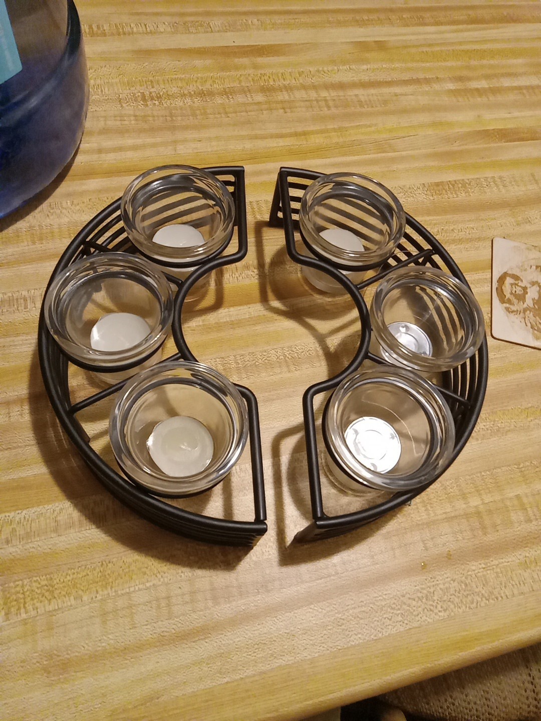 6 Sectioned Glass Candle Decor Holder Round Centerpiece