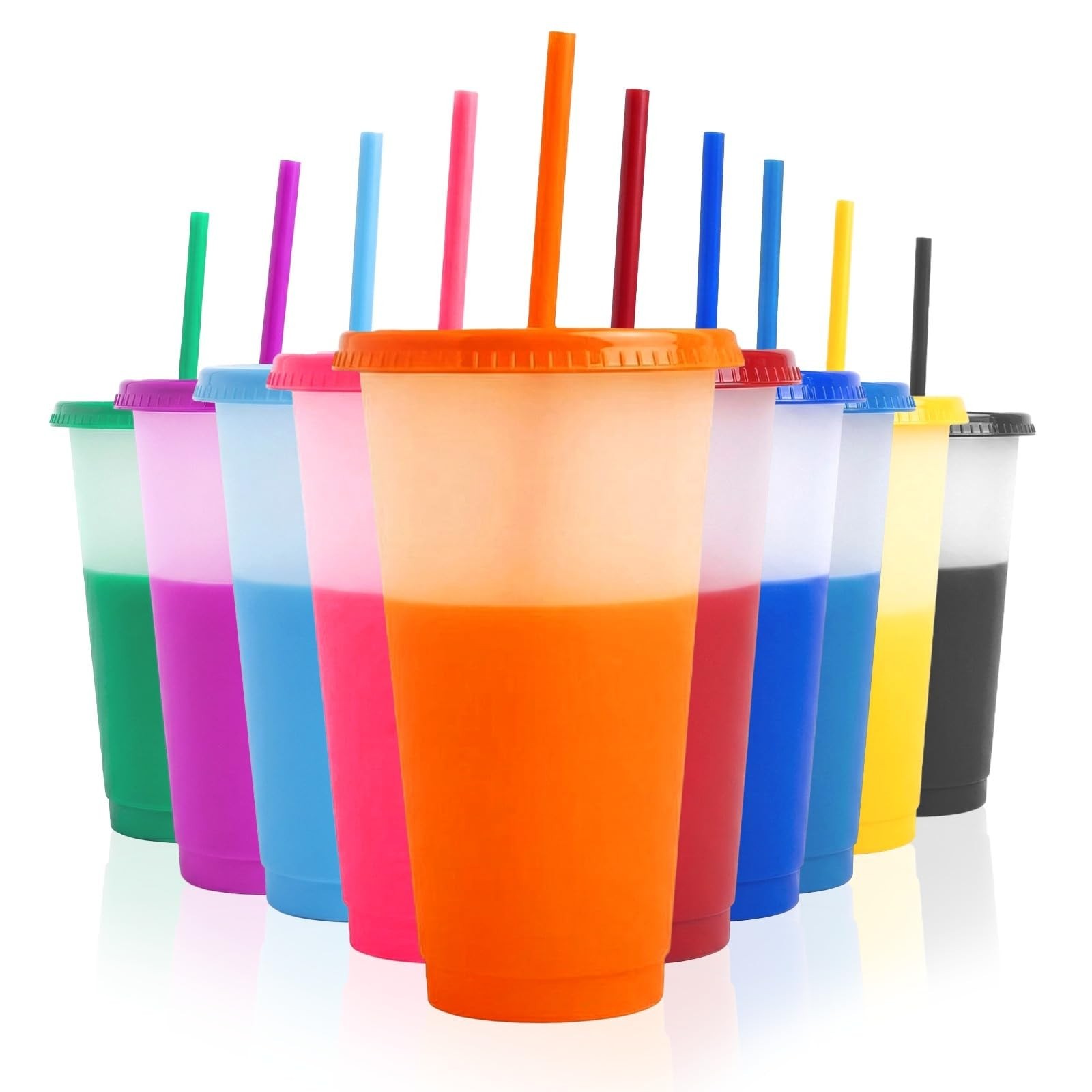 10pcs 24oz Color Changing Cups with Lids and Straws, Color Changing Tumbler, ...