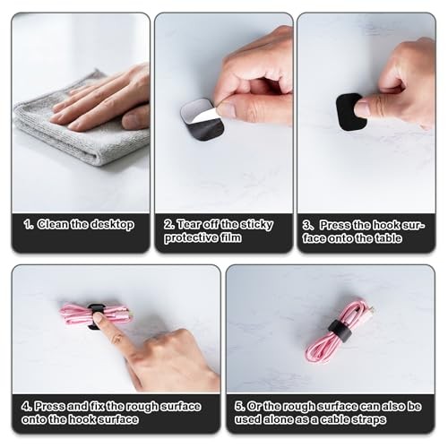 Cable Management Under Desk,Detachable Cable Management,Adjustable Hook Black