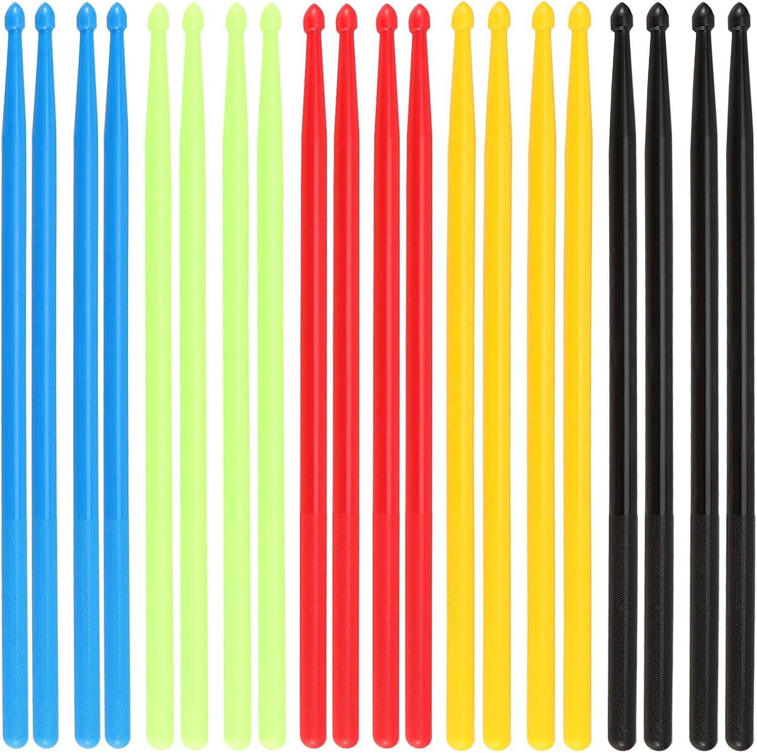 10 Pair 5A Nylon Drum Sticks, 16 Inch Non-slip Plastic Drumsticks Durable Mul