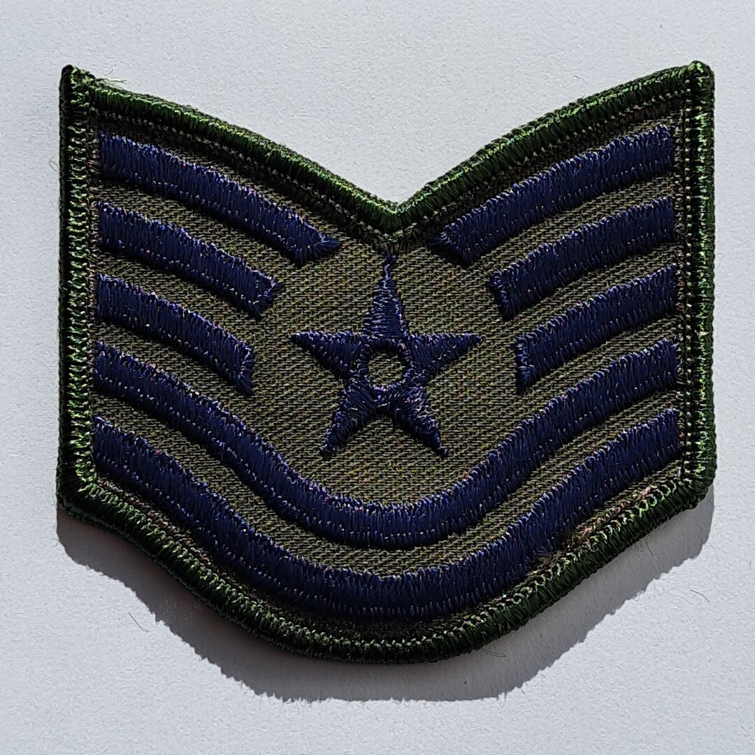 E6 Patches Two Pair USAF E-6 Air Force Tech Sergeant Stripes Rank 3" Subdued