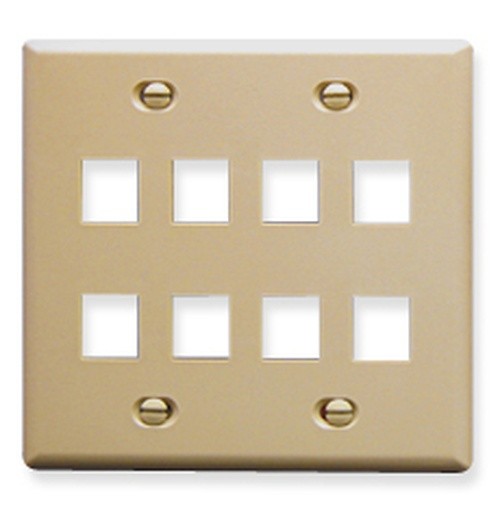 FACEPLATE FLAT 2-GANG 8-PORT IVORY IC107FD8IV UPC 633758009812