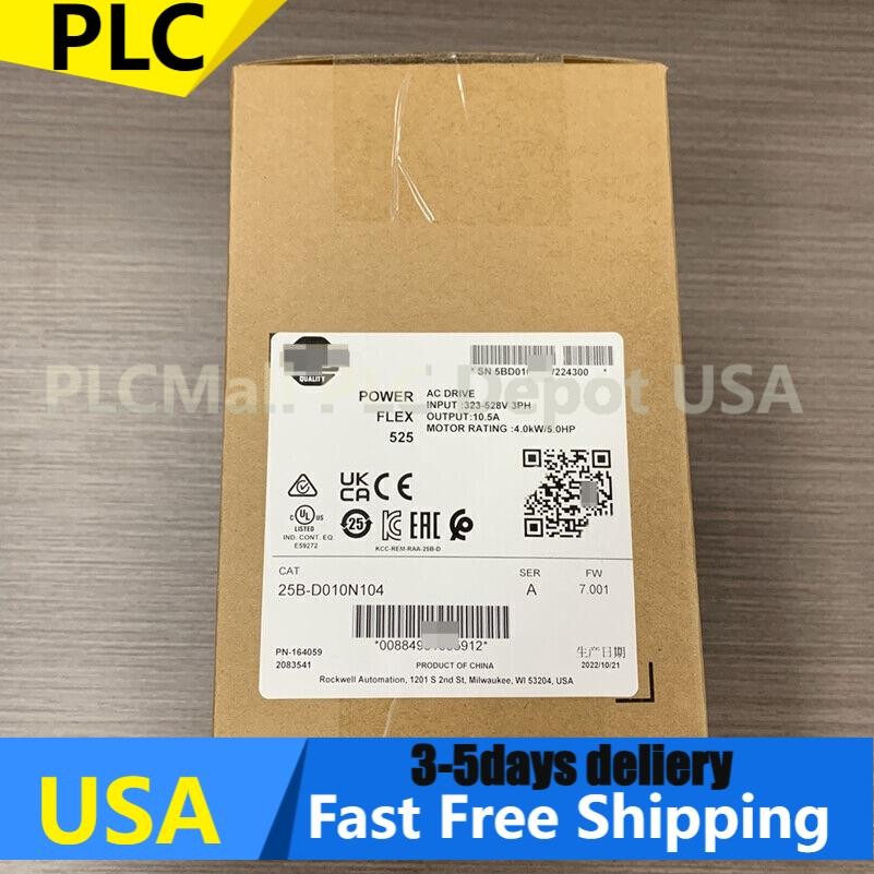 25B-D010N104 AB PowerFlex 525 4kW (5Hp) AC Drive New In Box Fast Shipping GQ