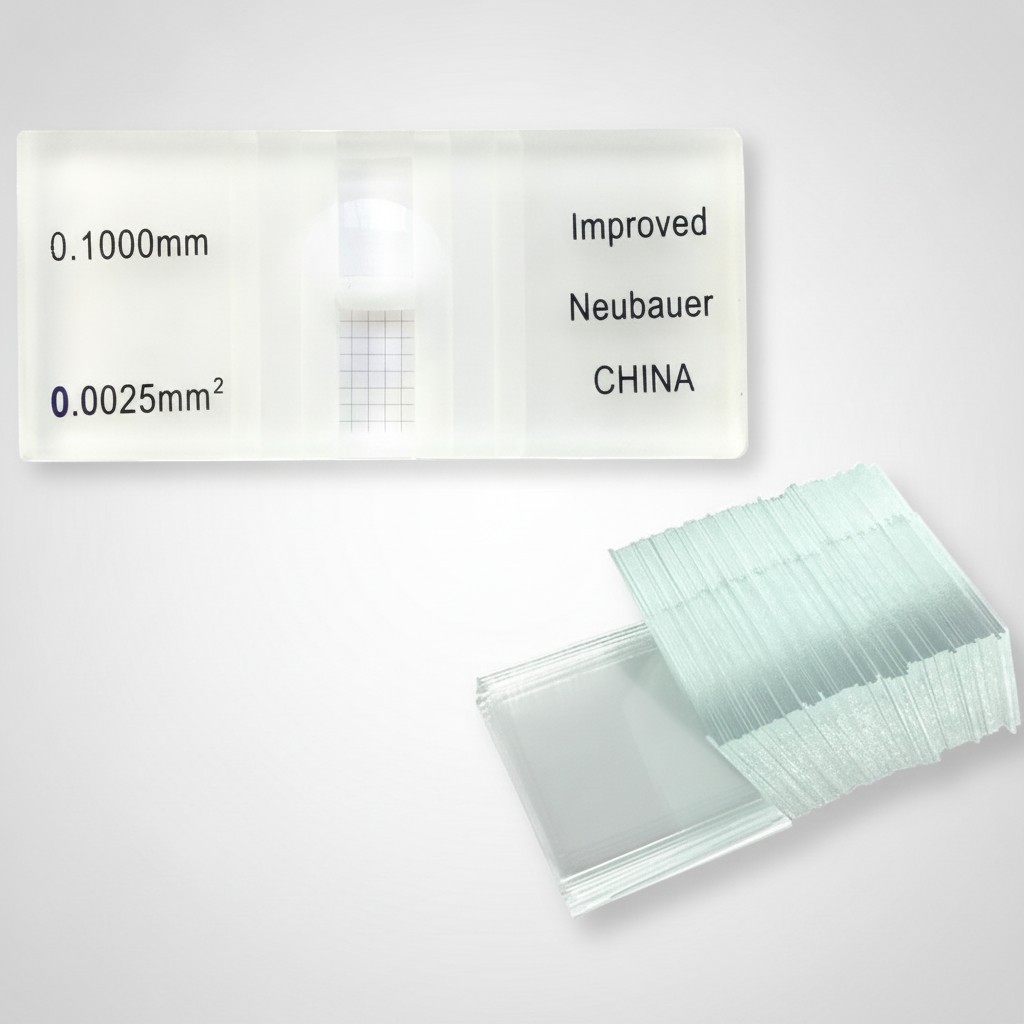 High Light Transmission Hemocytometer with 100 Cover Slips for Lab Precision
