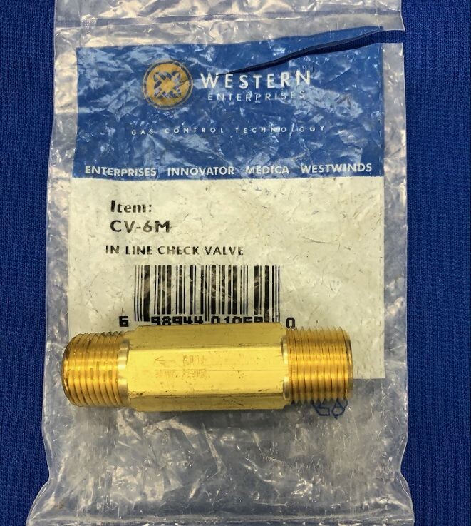 Western Enterprises Check Valve CV-6M In Line Check Valve High Pressure 3/8" NPT