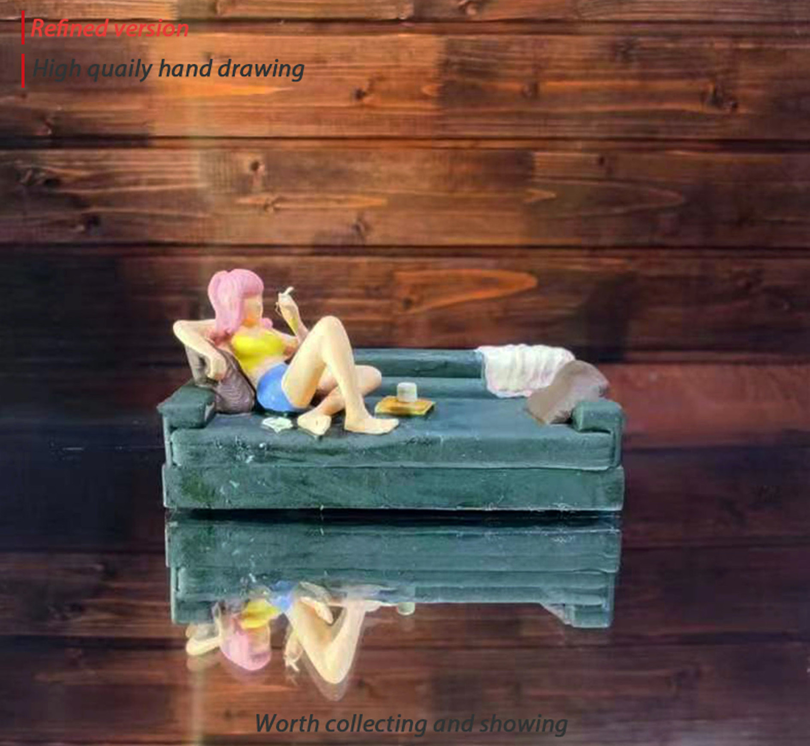 1:64 Painted Figure Mini Model Miniature Resin Diorama Smoking Sofa Girl Recline