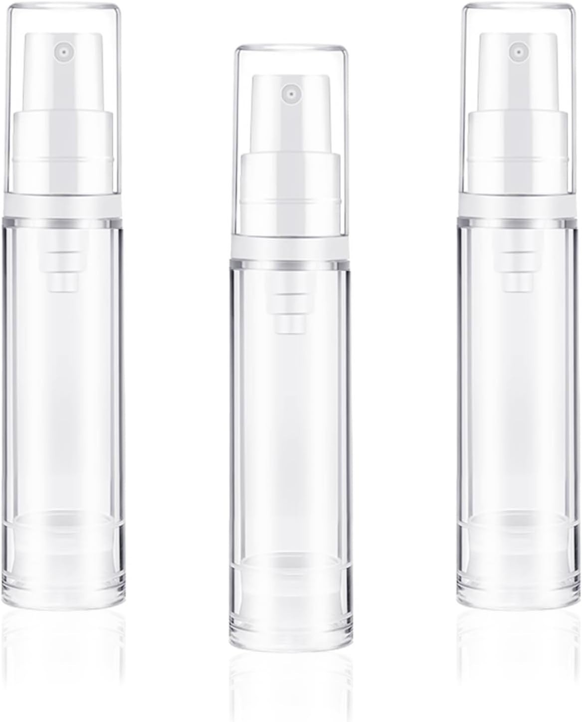 10 ML Empty Airless Pump Bottles, 3 PCS Refillable Clear Travel Lotion Compact