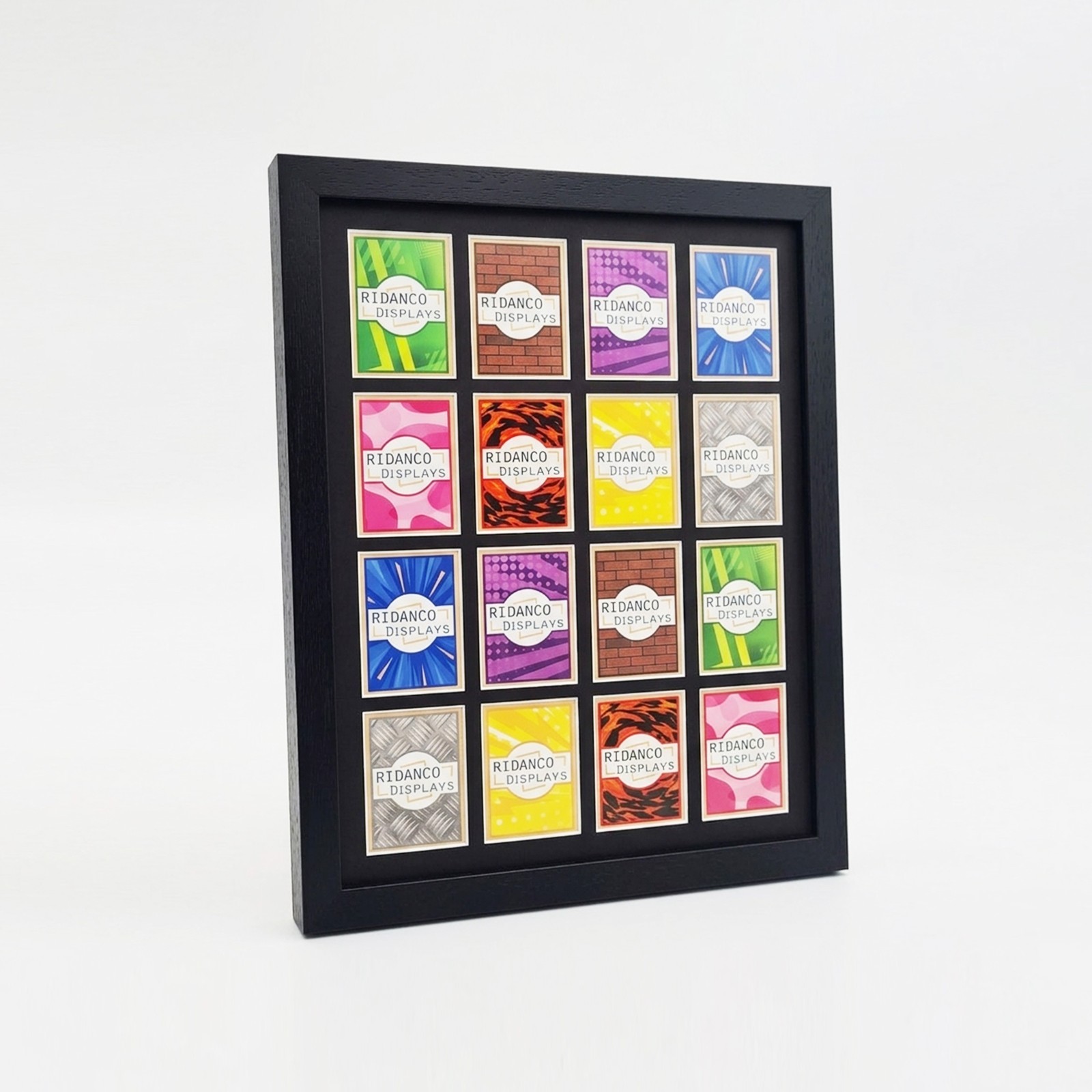 Black 16 Trading Card Frame for TCG, Pokemon, MTG, Sports Display Base Set Frame