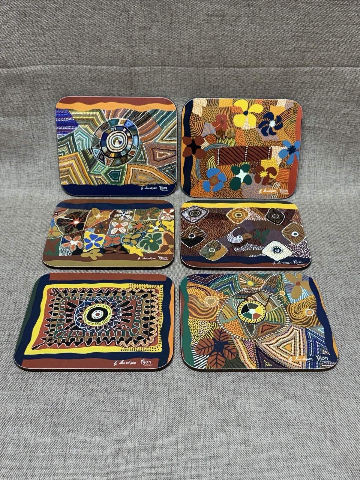 Yijan Australia Drink Coasters With Cork Backs By Artist Gordon Landsen Set Of 6