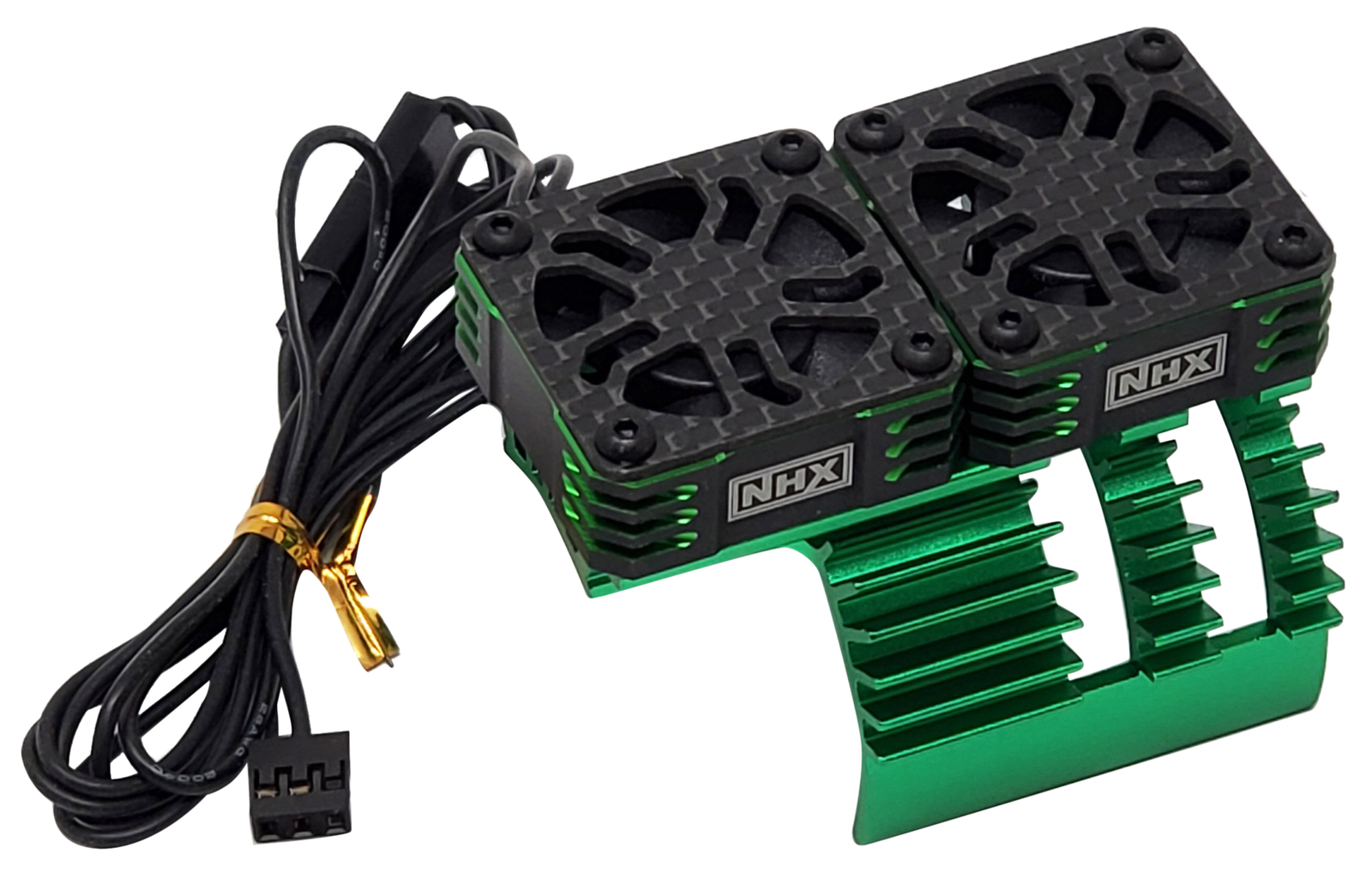 NHX 1/8 Twin Cyclone Alum HV Cooling Fans w/Cover Heatsink Green: E-REVO 2.0
