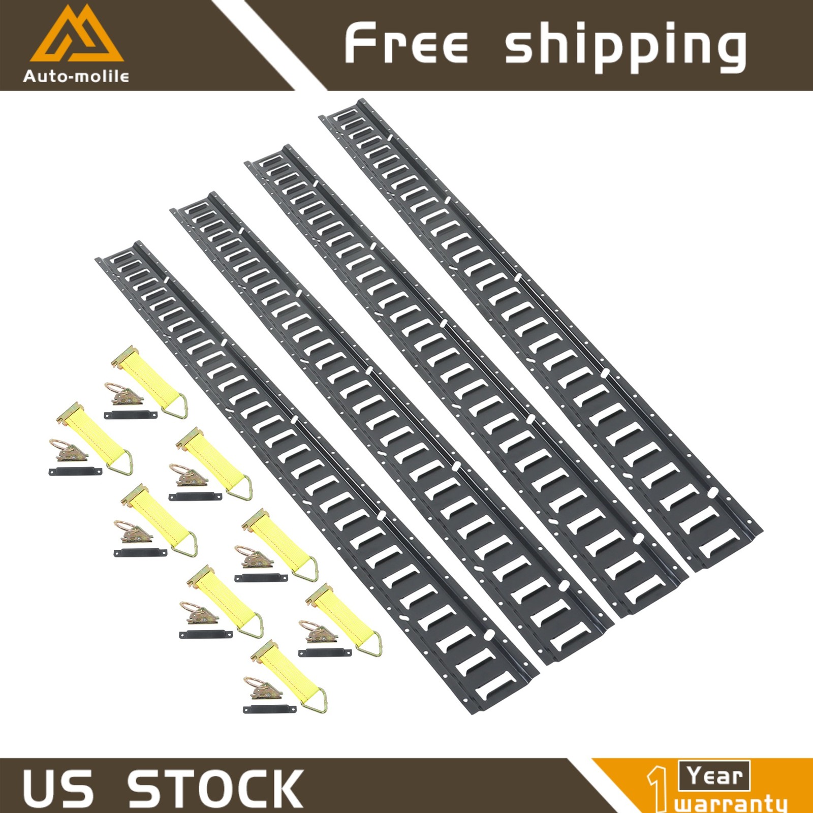 5' E Track Rail Kit Portable Tie Down Multi Purpose Secure Steel 28 Pack Durable