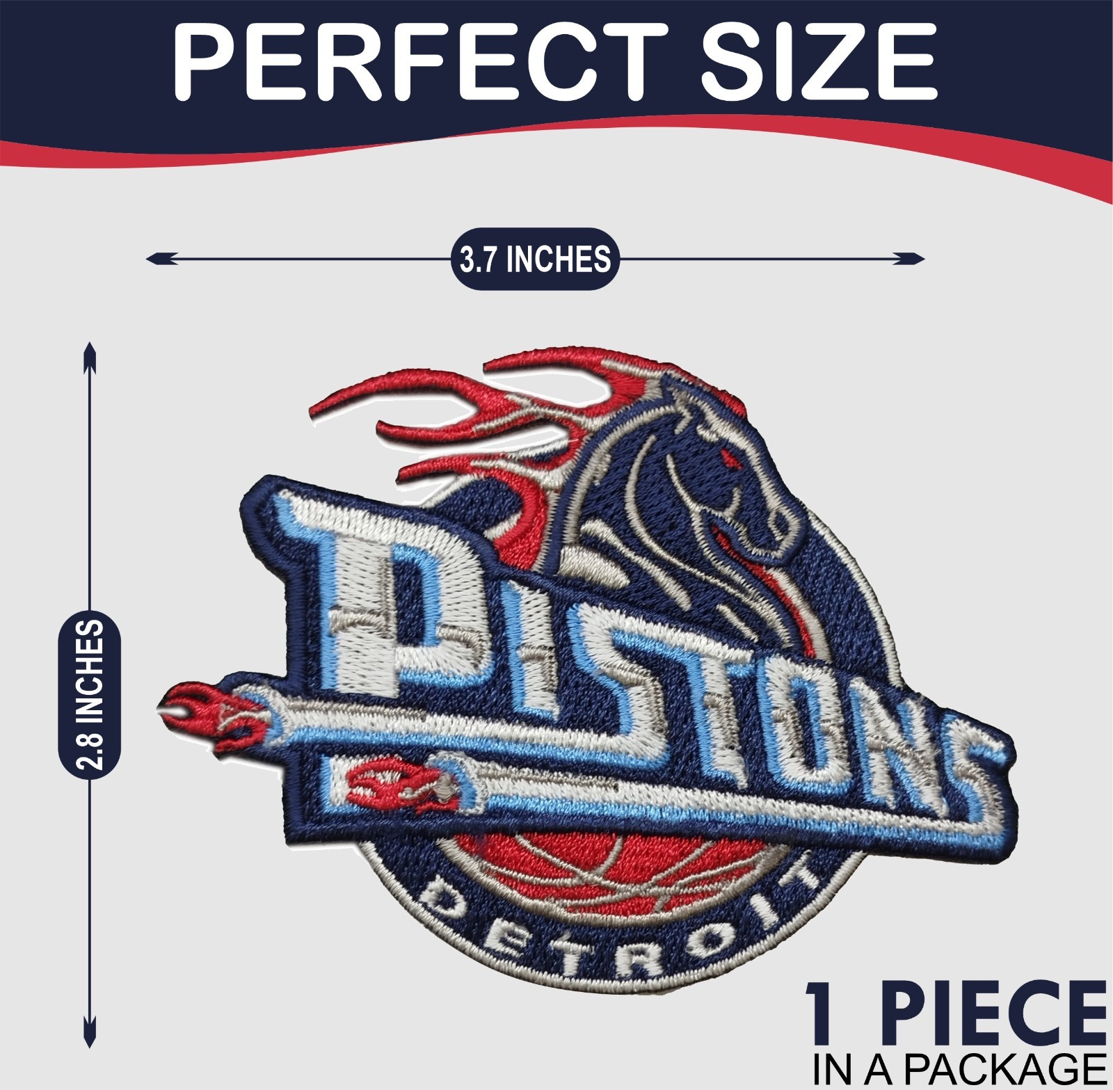 Pistons NBA Team Logo Iron On Patch - Sew Patch - Embroidered Patch