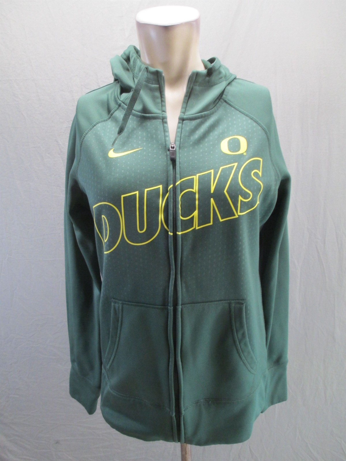 Nike Size M Men Green Oregon Ducks Fleece Lined Hooded Zip Therma Fit Jacket 318