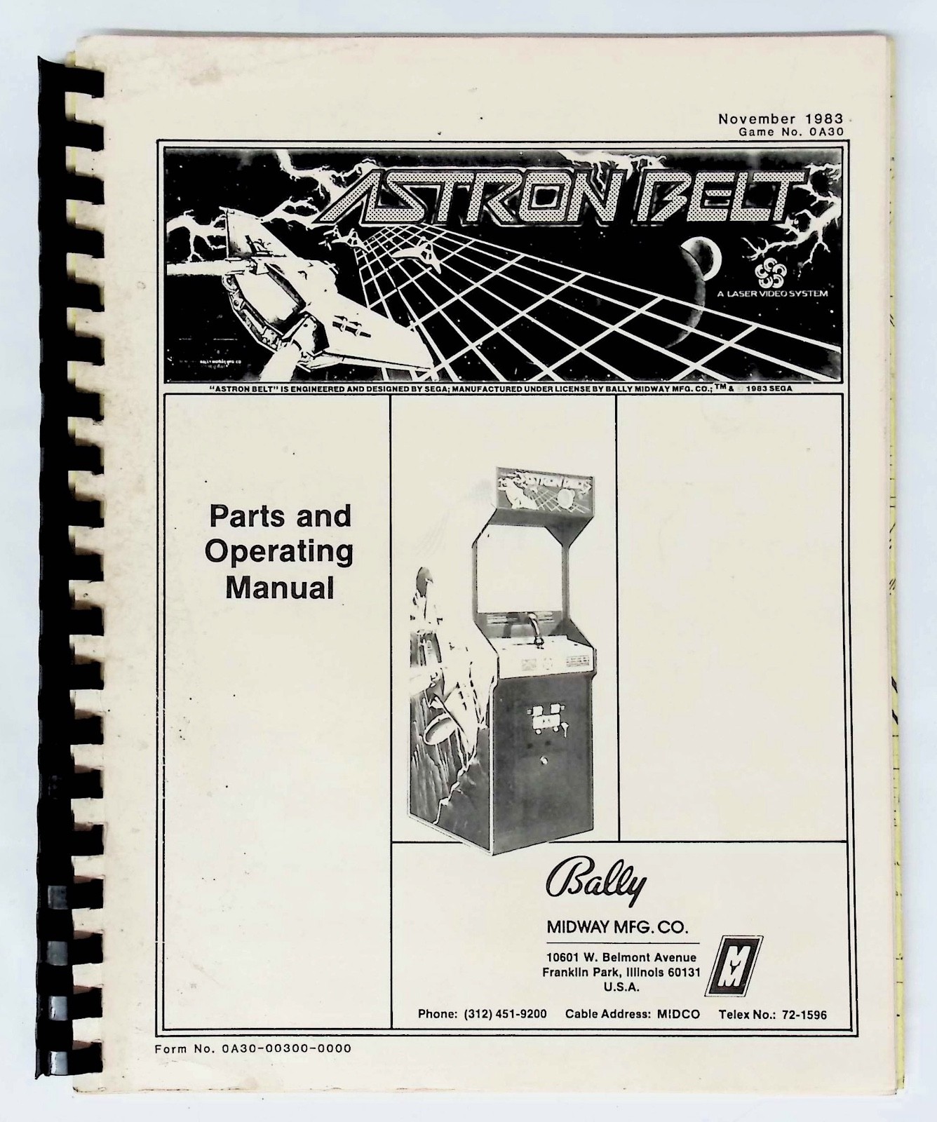 1983 Bally Astron Belt Arcade Game Parts And Service Manual