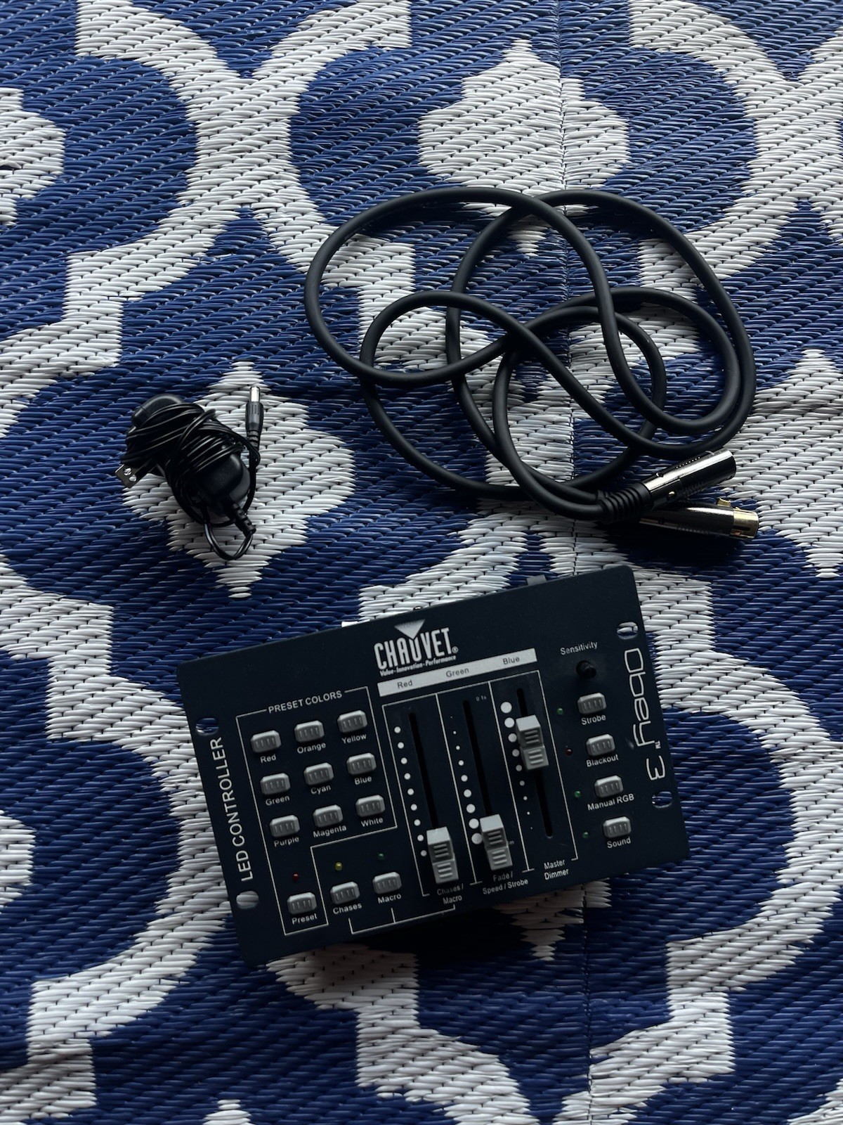 CHAUVET Obey 3 DMX Controller 3-Channel w/ XLR Microphone Cord NEW Tested Works