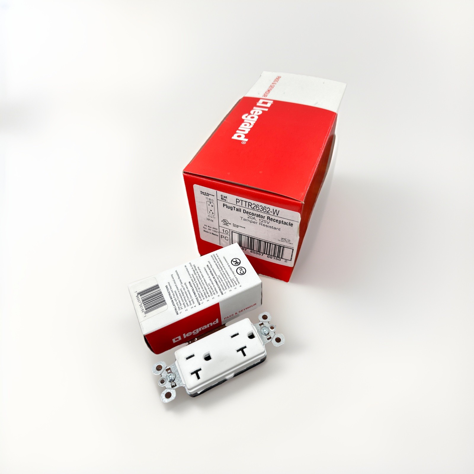 🔴(QTY 10) Legrand PTTR26362-W Plugtail 15A TA Decorator Duplex Receptacle‼️