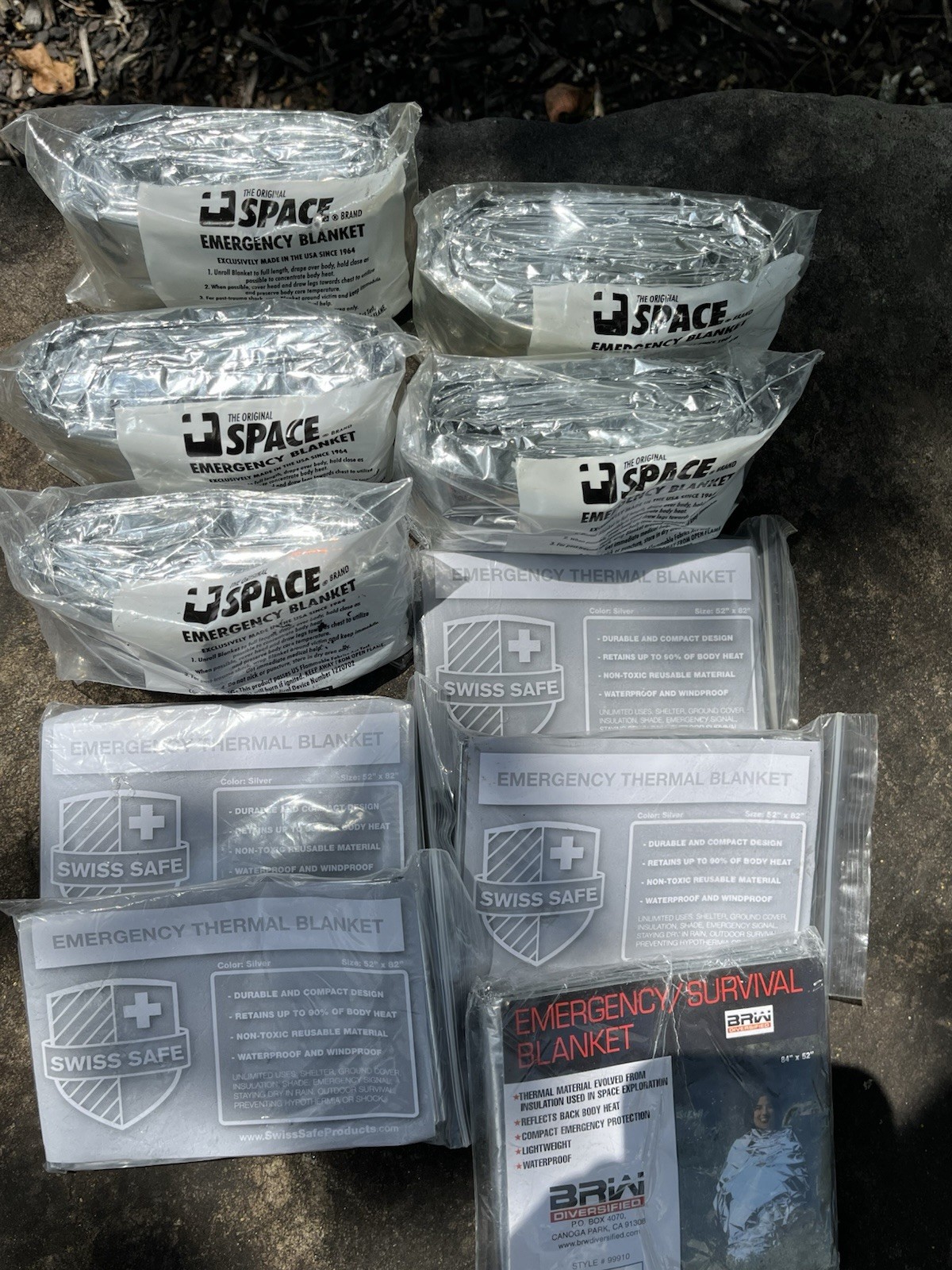 Assorted Lot of ten (10) Rescue Blanket Space Blanket Hunting Fishing