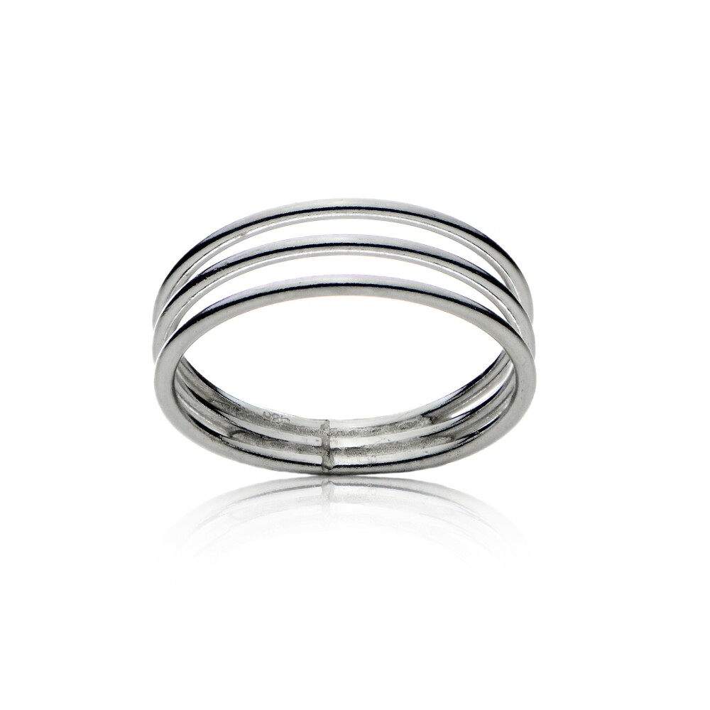 Polished Triple Band Ring in Sterling Silver, Size 5