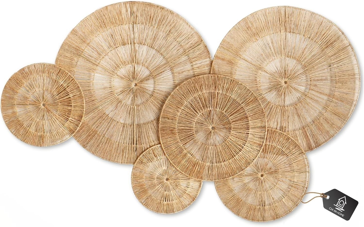 Wicker 23 Inch Jute Wall Decor Baskets Set of 6 Extra Large Woven Jute Wall