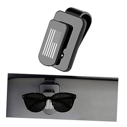 Sunglass Holder for Car Visor, Metal US Flag Eyeglasses Black+Grey, Flag