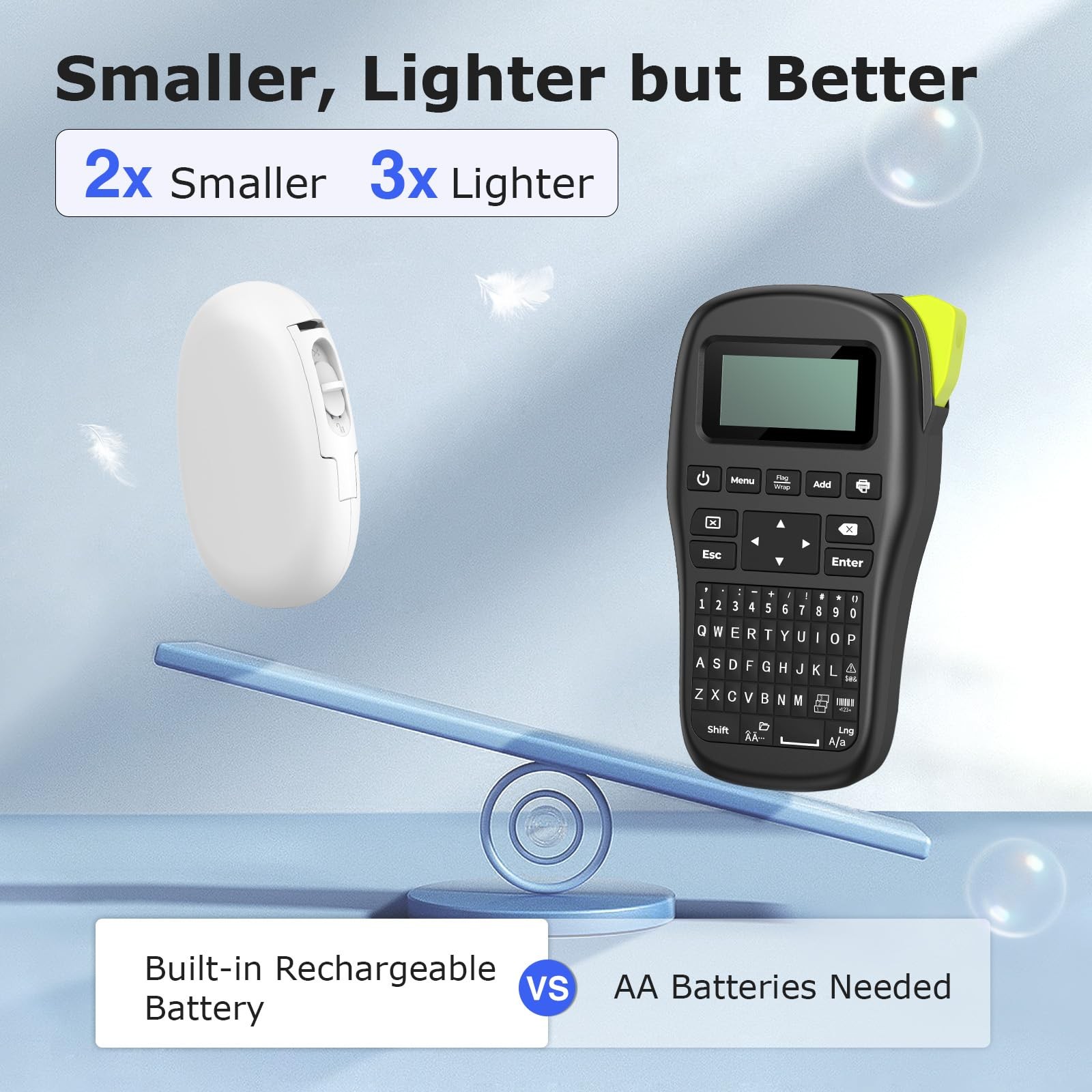 E10 Bluetooth Label Maker Machine with Tape Inkless Portable Printer White