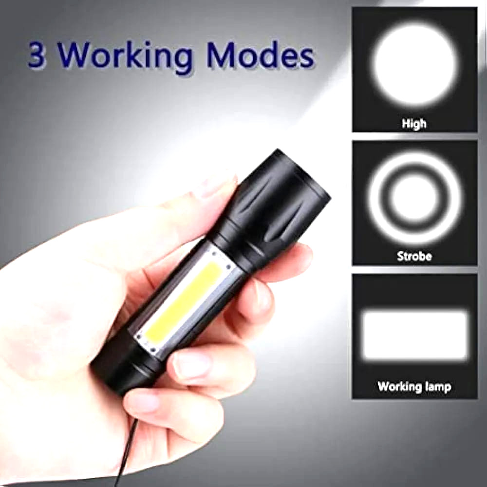 Mini Handheld Flashlight USB Charging XPE, COB Light Energy Efficient Waterproof