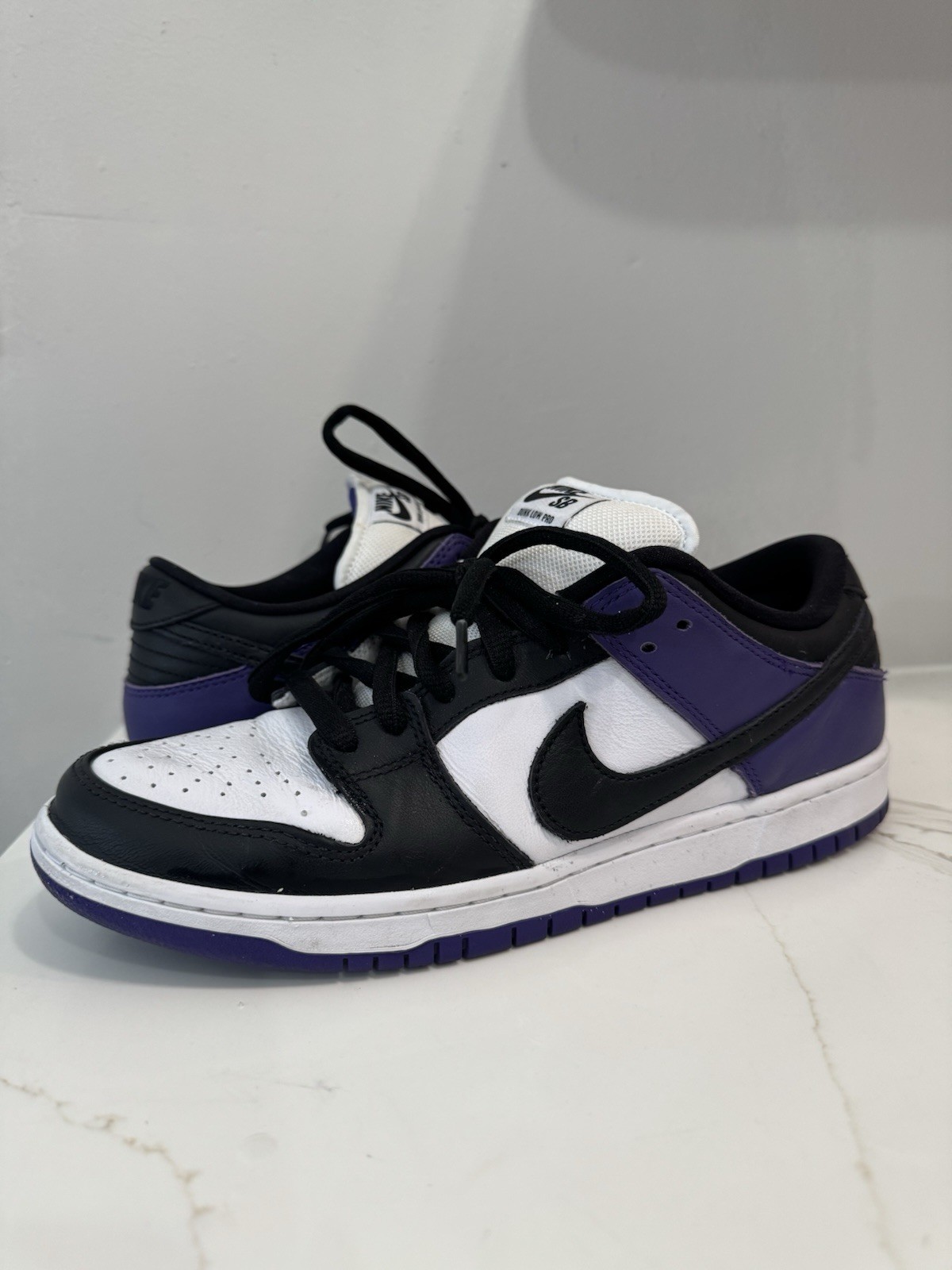 Nike SB Dunk Low Pro Black White Purple Men's Skateboarding Shoes Black Color