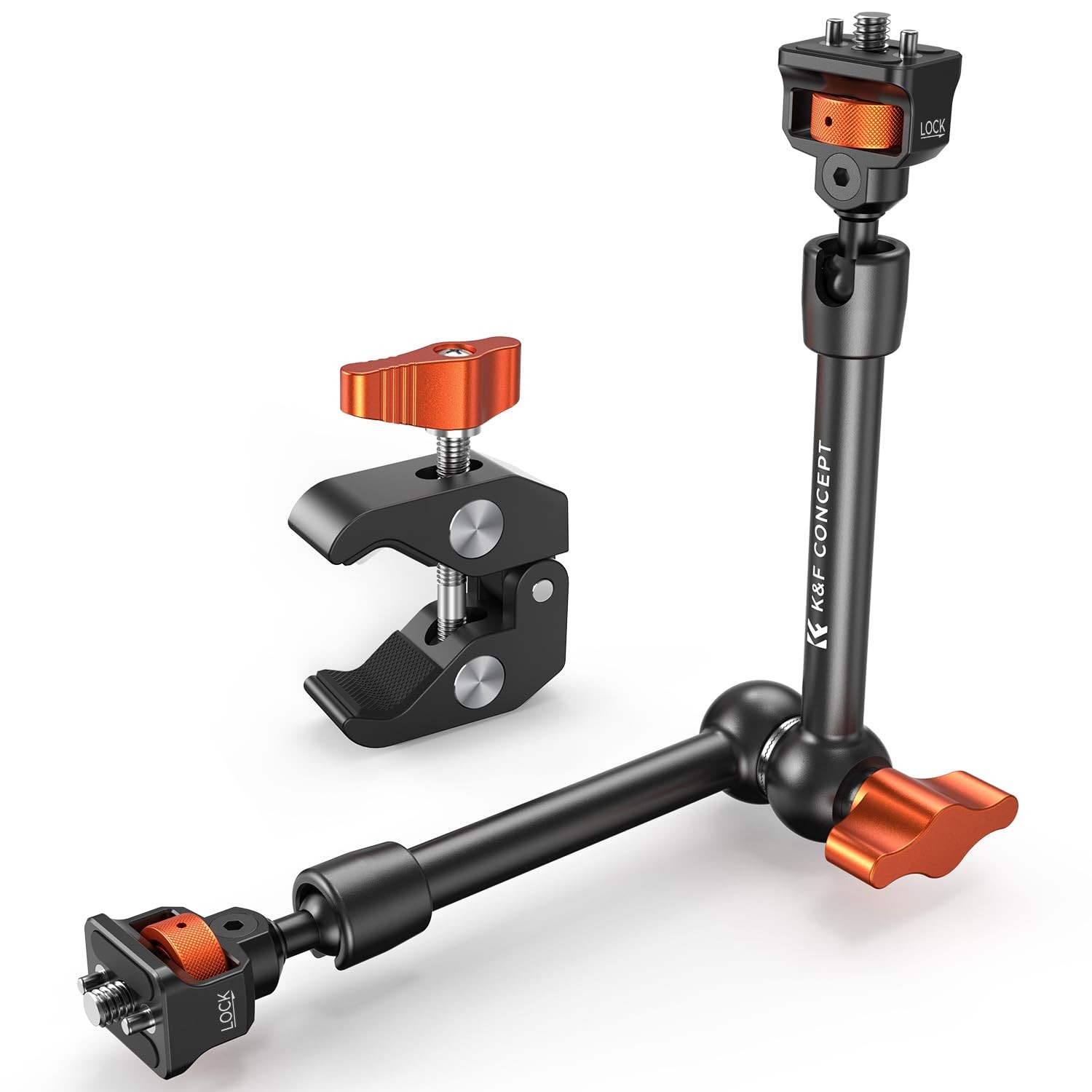 11" Magic Arm Clamp with Super Clamp ARRI 1/4" & 3/8" Thread Screw, 360° Ball...