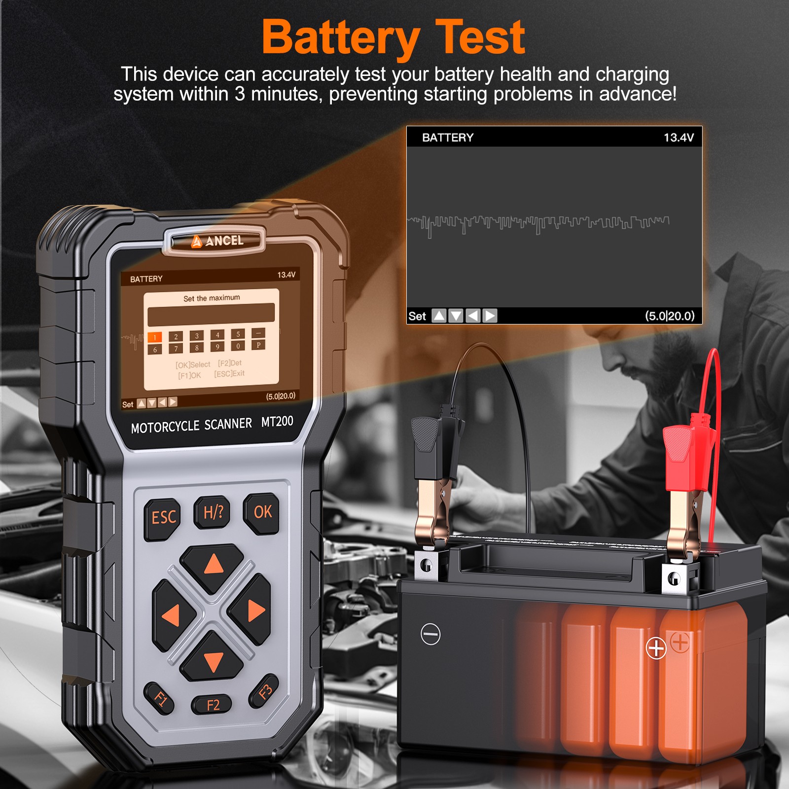 MT200 Motorcycle Scanner OBD2 Code Reader ABS Diagnostic Tool Fit For KAWASAKI