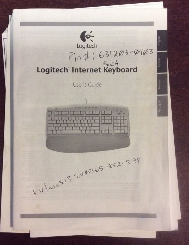Logitech Internet Keyboard Guide 1999 Manual Preowned OEM