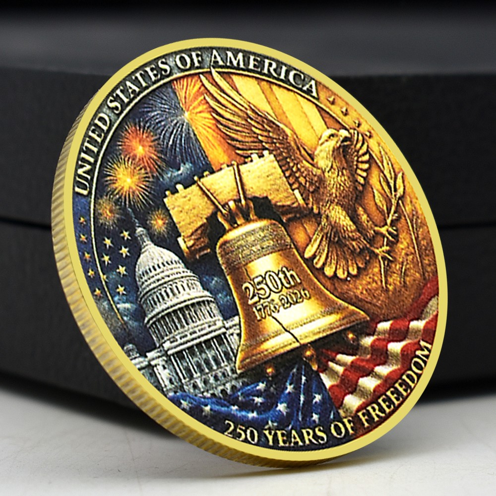 1775 US 250th Anniversary of freedom Coin Gold Plated Commemorative Medal Gift